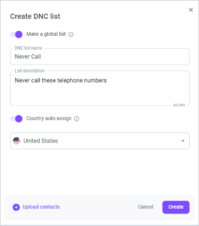Create a DNC list Create a DNC list