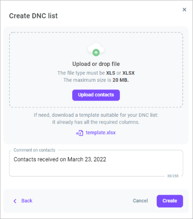 Upload contacts Upload contacts