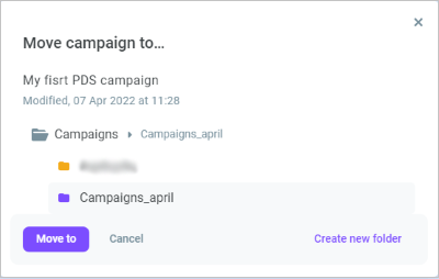Move the campaign to a folder Move the campaign to a folder