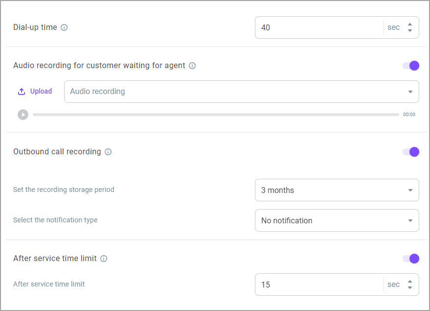 Define the call processing settings Define the call processing settings