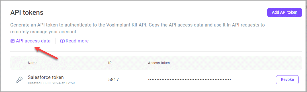 API access data API access data