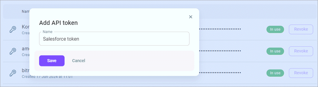 Add API token Add API token