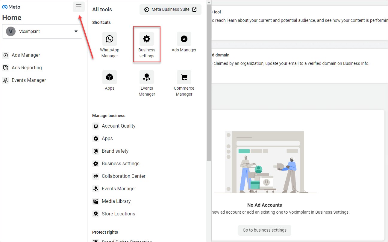 Business settings Business settings