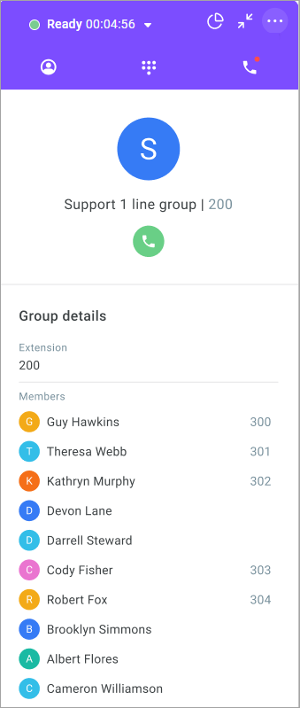 An outbound call to a group An outbound call to a group