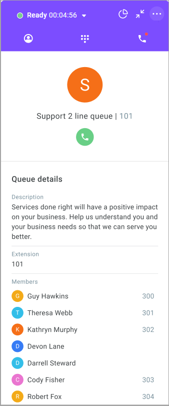 An outbound call to a queue An outbound call to a queue