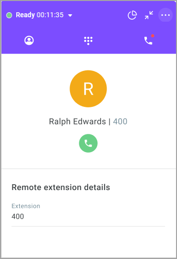 An outbound call to a remote extension An outbound call to a remote extension