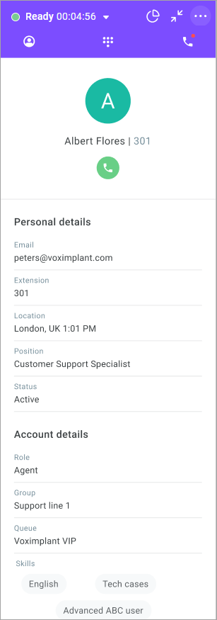 An outbound call to a user An outbound call to a user