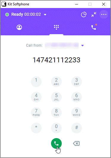 An outbound call with the keypad An outbound call with the keypad