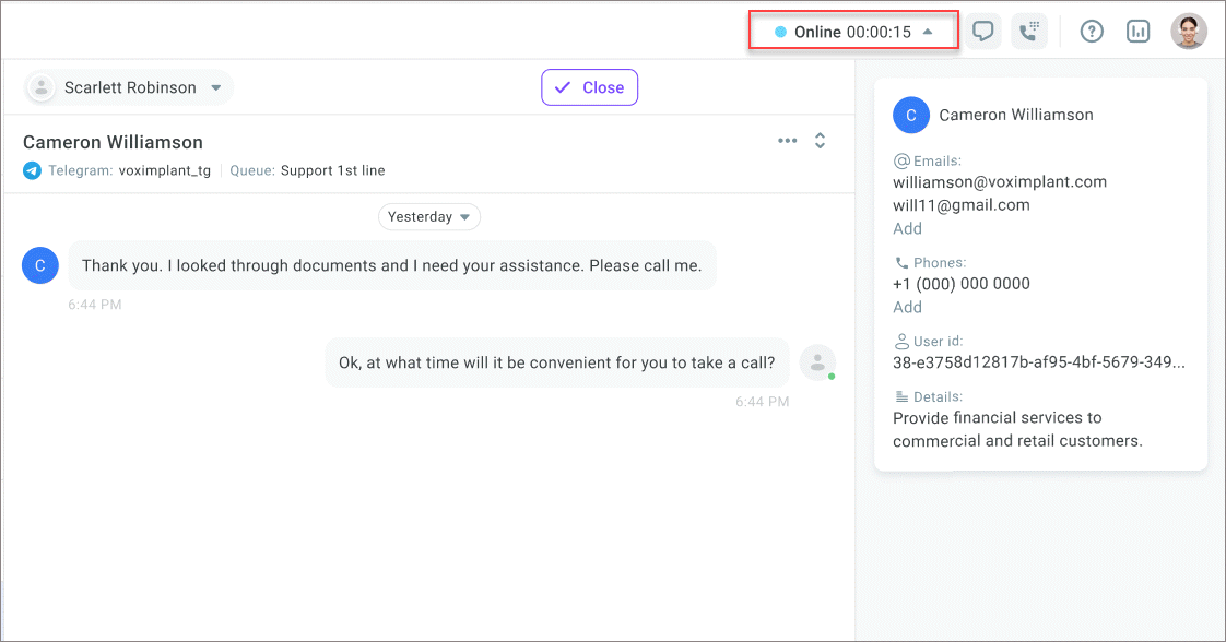Status and timer Status and timer