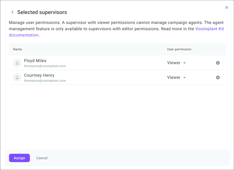 Supervisor permissions Supervisor permissions