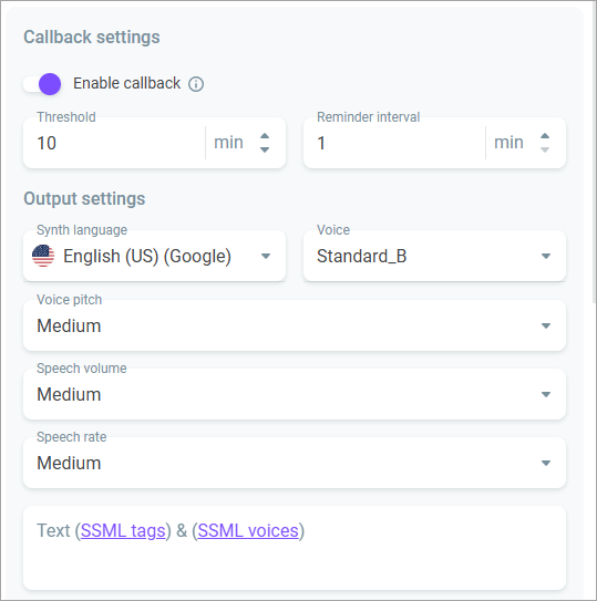 Advanced settings Advanced settings