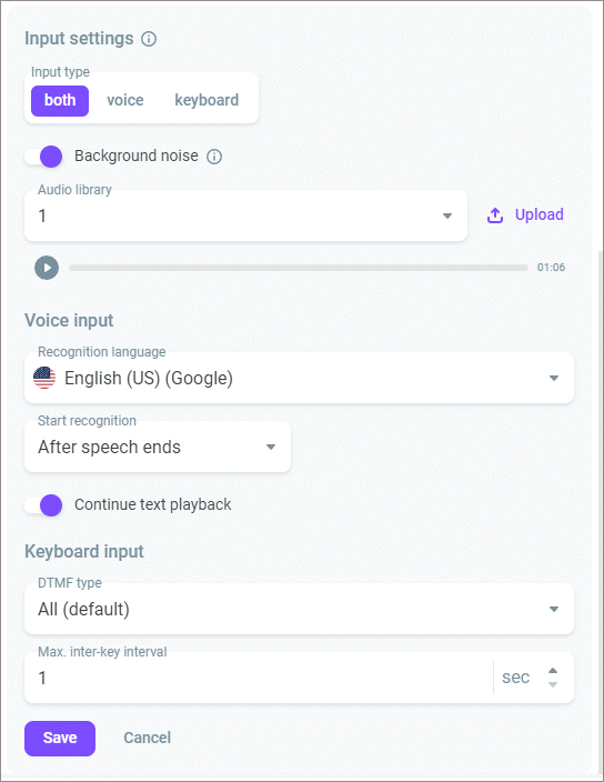 Input settings