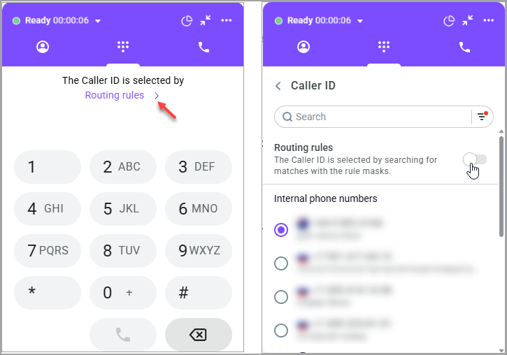 Selection by routing rules
