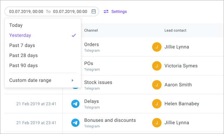 Messaging history Messaging history