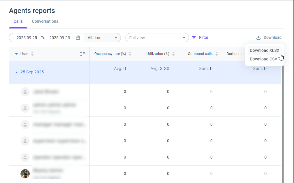 Agent call report Agent call report