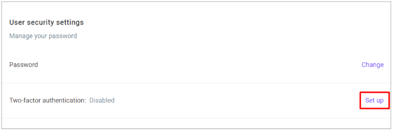 Set up the 2FA for your account