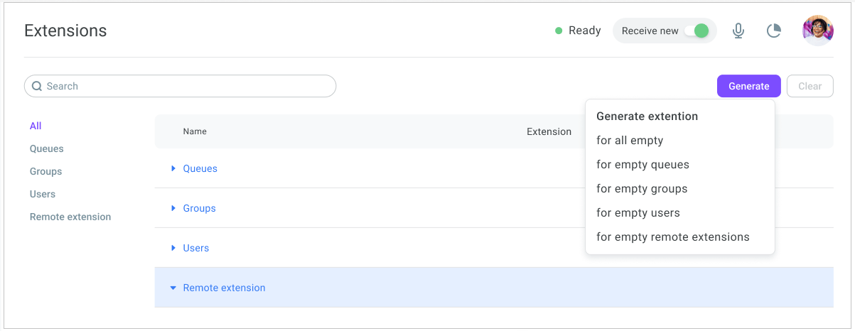 Assign extensions Assign extensions
