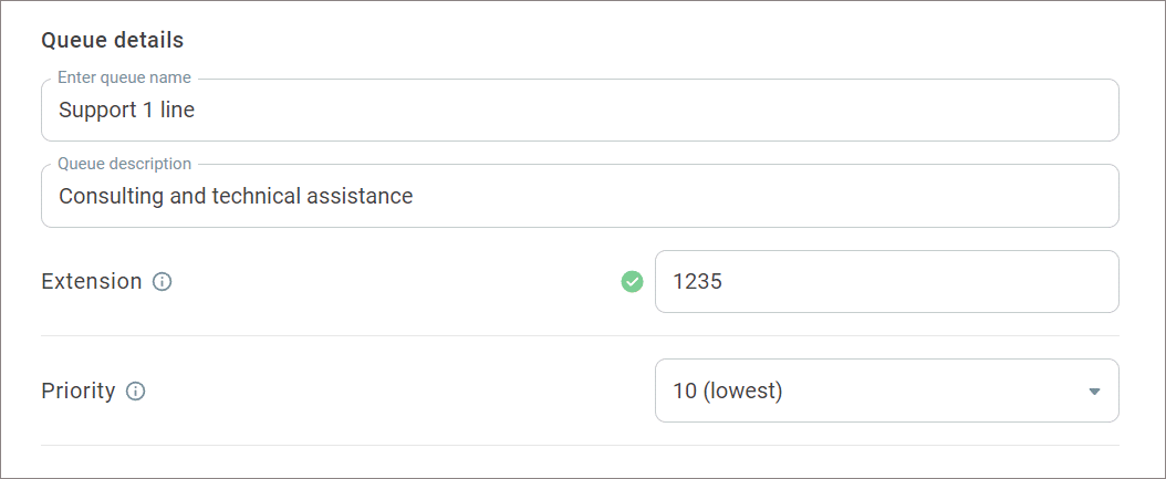 Queue general settings Queue general settings
