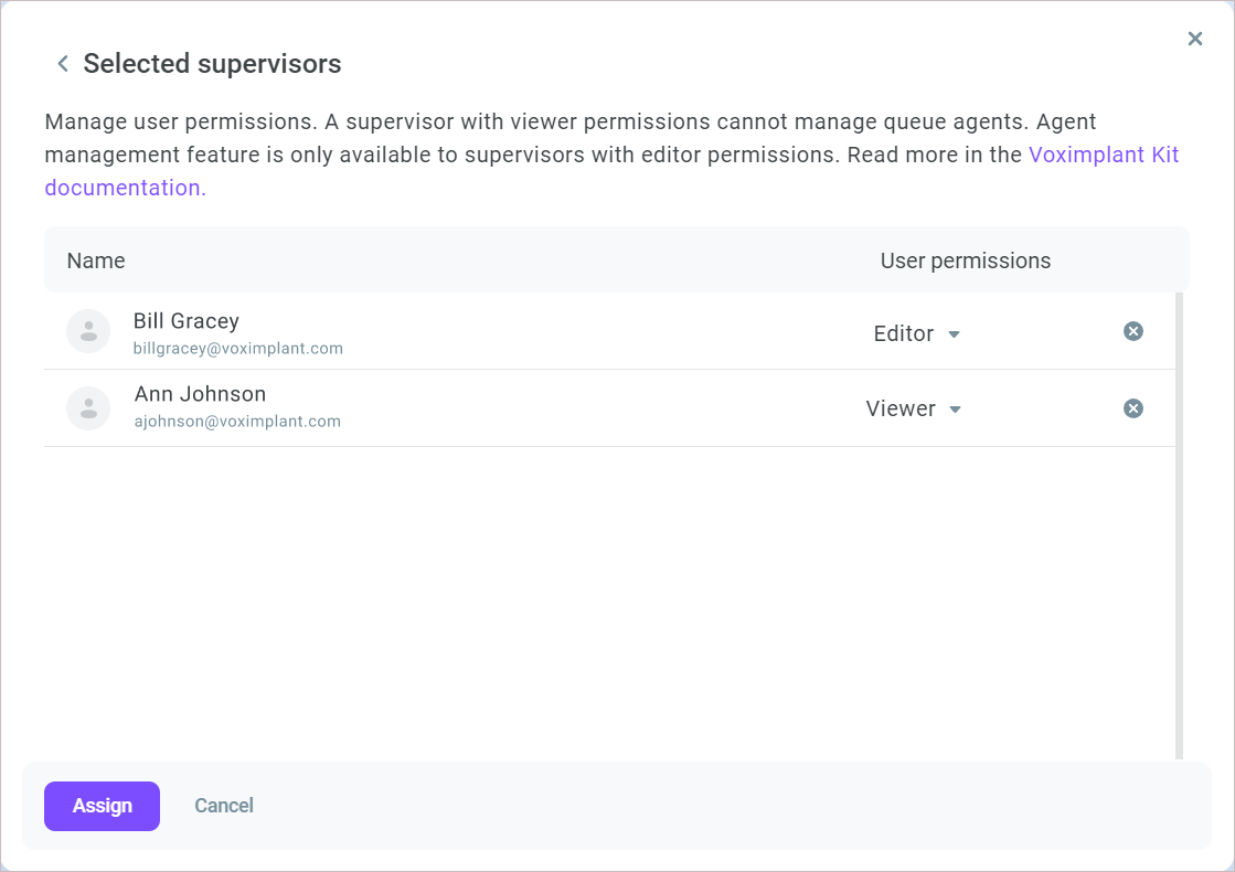 Supervisor permissions Supervisor permissions