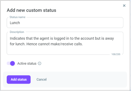Add a custom status