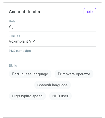 Account details Account details