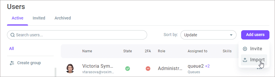 Import users Import users