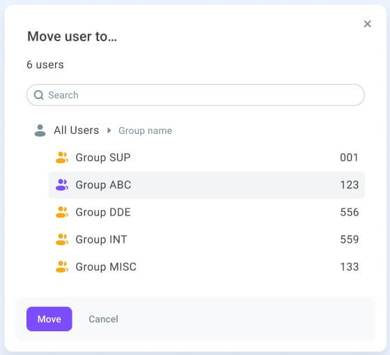 Move users to a group Move users to a group
