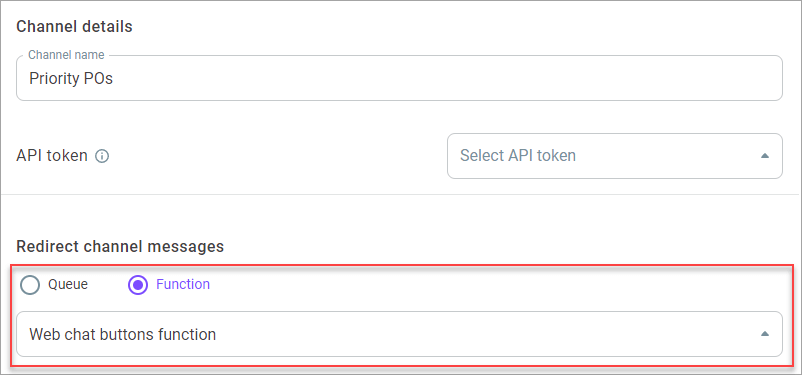 Redirect chat messages to the function Redirect chat messages to the function
