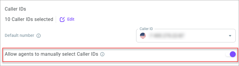 Allow agents to manually select Caller IDs