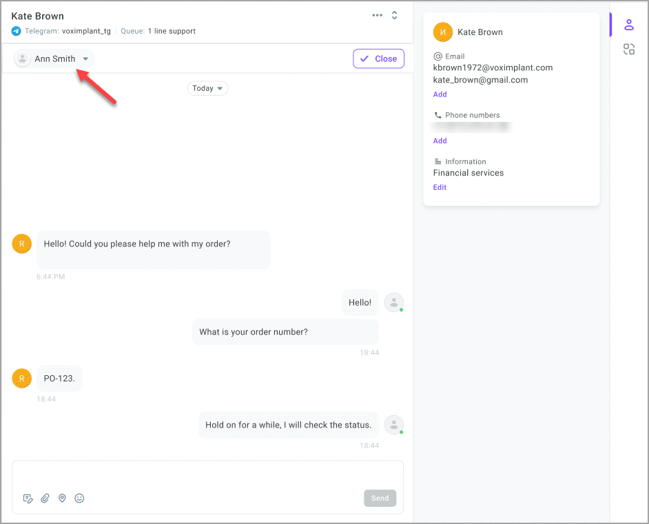 Transfer chat Transfer chat