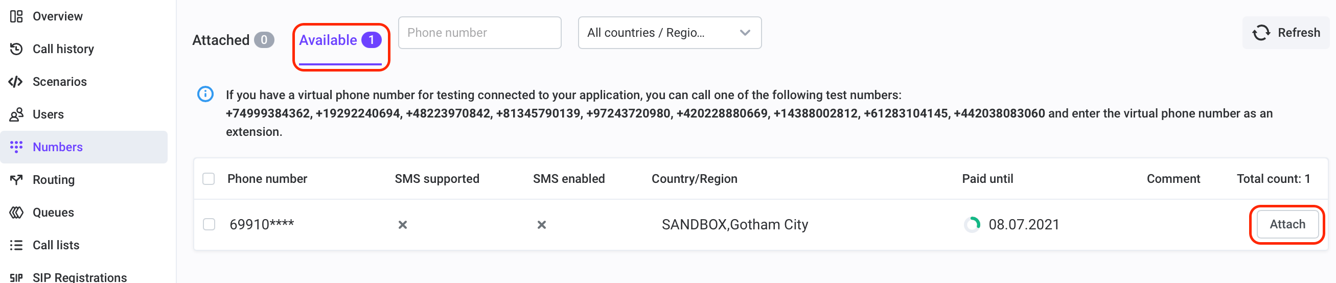 Attach a number to an app Attach a number to an app
