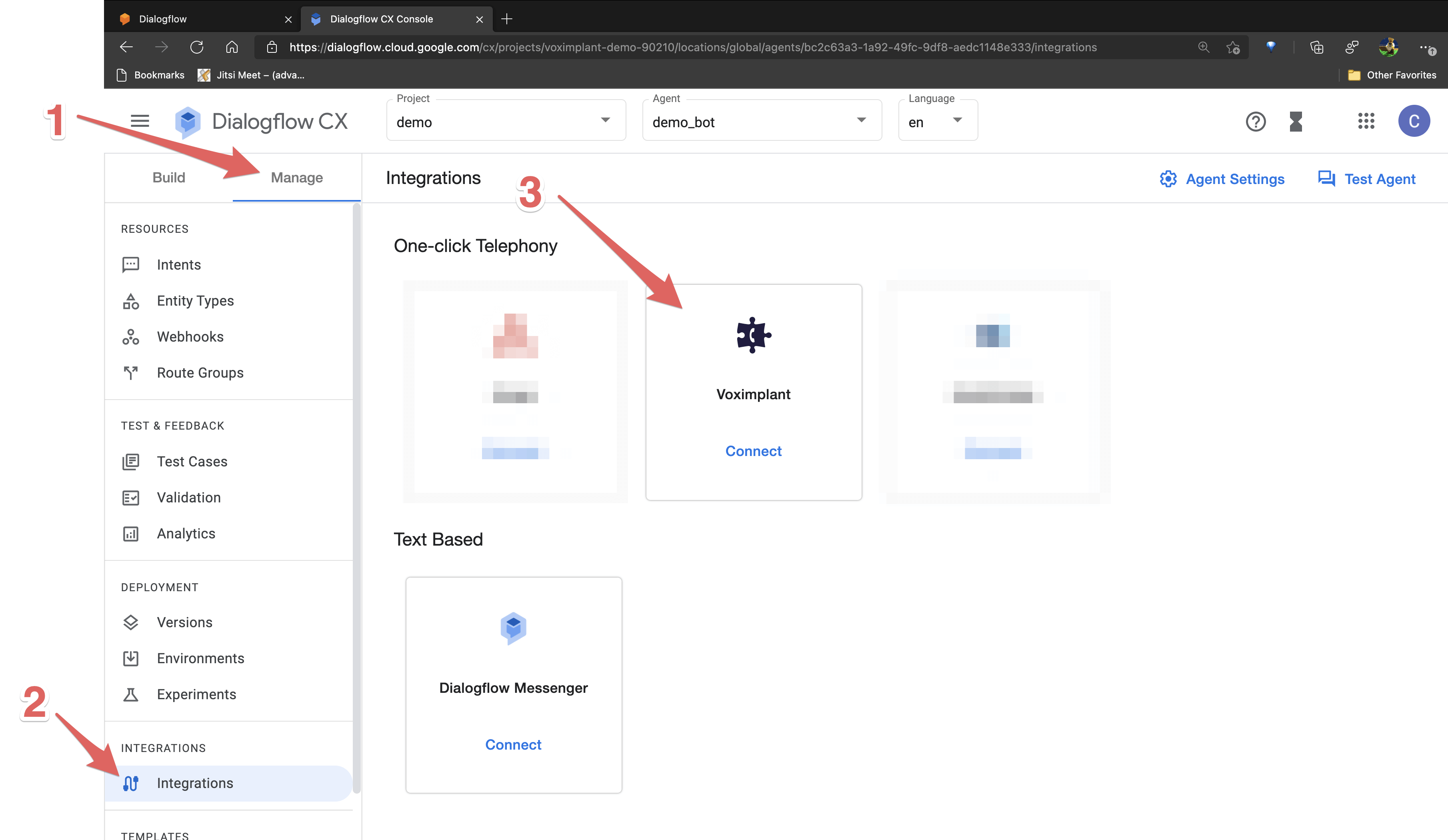 Go to Google Cloud Dialogflow CX console Go to Google Cloud Dialogflow CX console