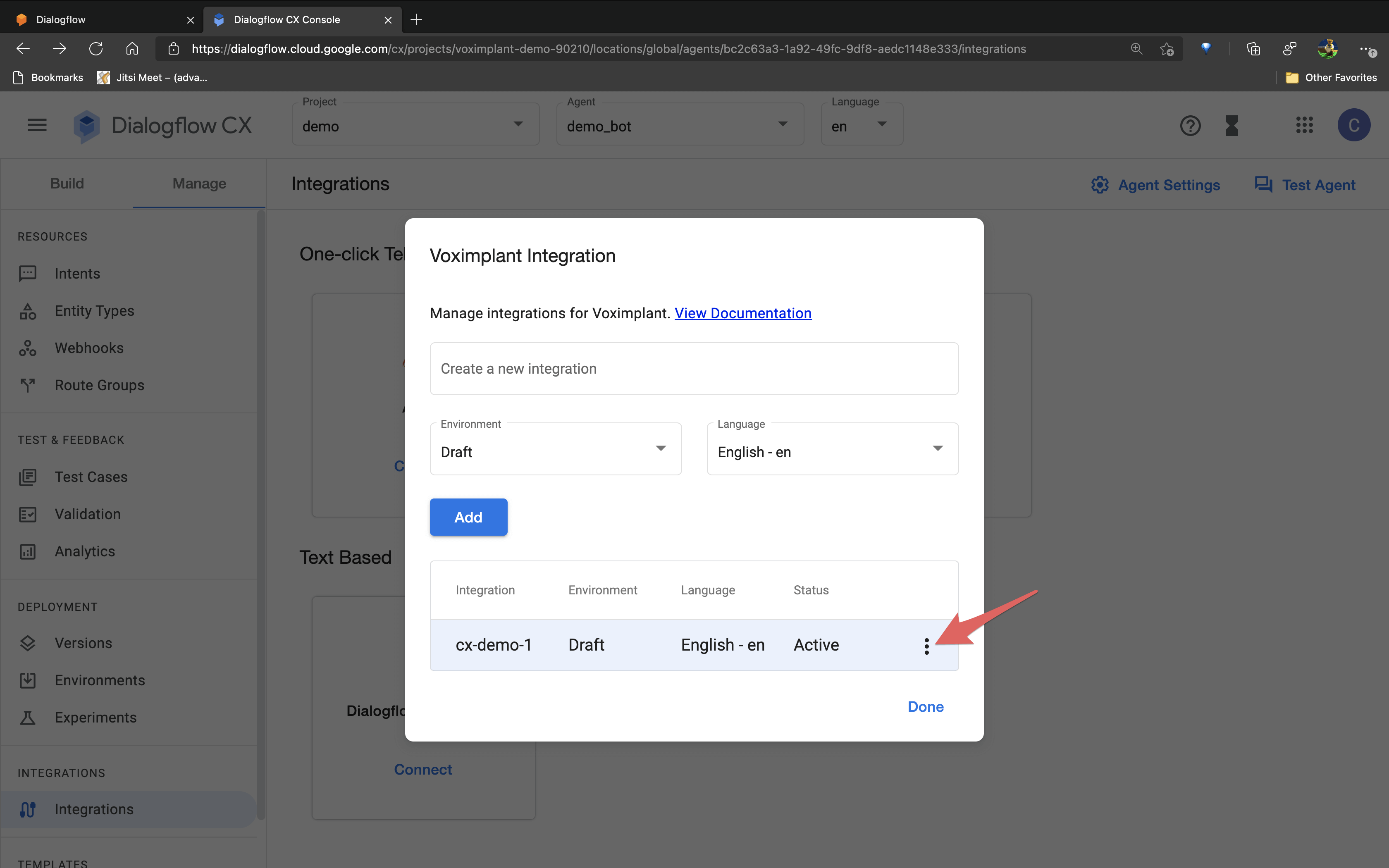 Manage the integration Manage the integration