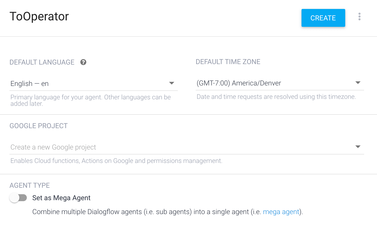 Create a new agent Create a new agent