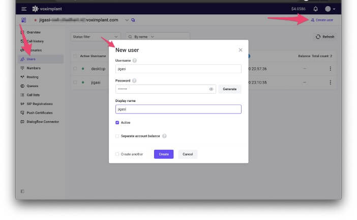 Creating a user Creating a user