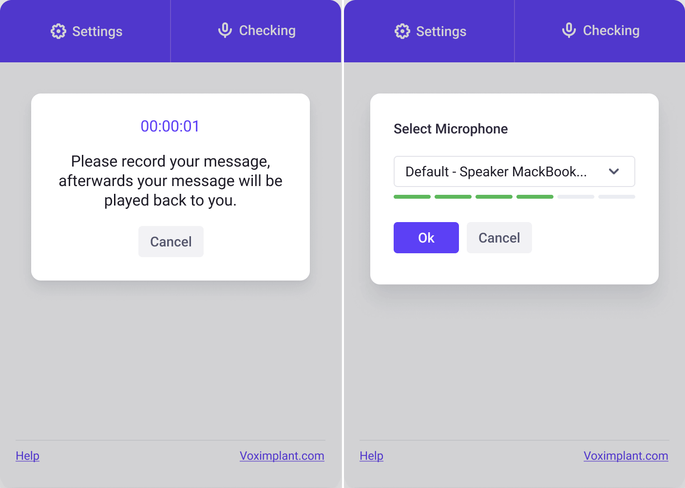 Microphone settings Microphone settings