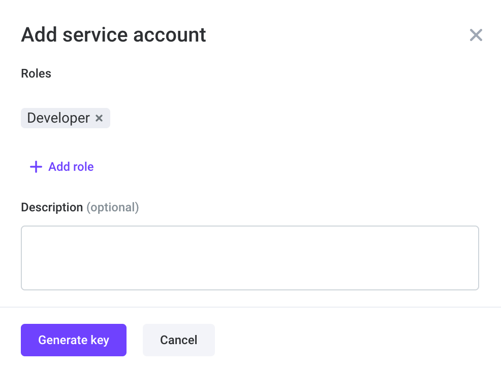 Create a service account Create a service account